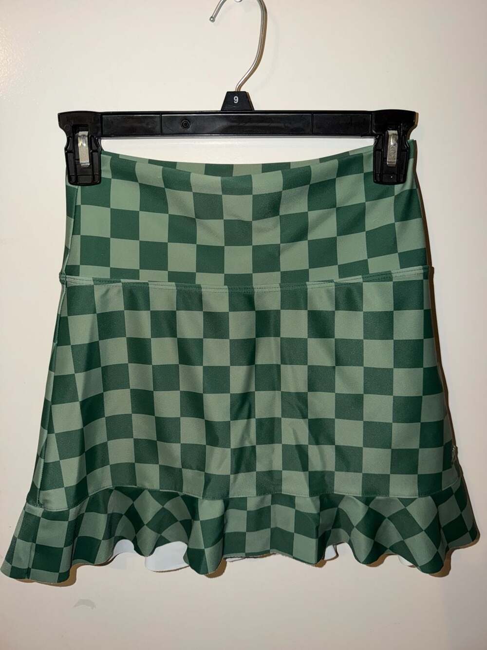 Albion Fit Jetsetter Skirt in Green Checkered Print
